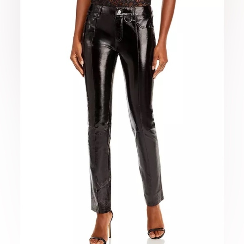 Zadig & Voltaire Vinyl Lambskin Leather Pants SZ 34/xs Straight Leg